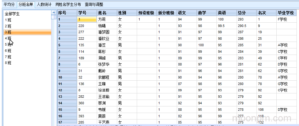 分班结果